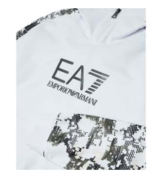 EA7 Sweatshirt med huva och visibilitet i vit bomull  