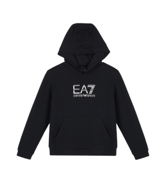 EA7 Logo Series hooded sweatshirt in black cotton