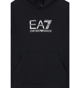 EA7 Logo Series hooded sweatshirt in black cotton