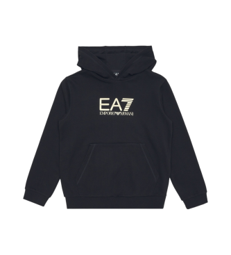 EA7 Logo Series Hooded Sweatshirt in Navy Cotton