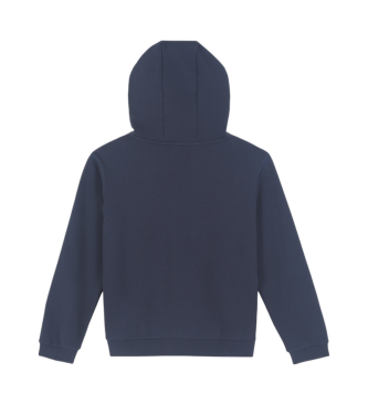 EA7 Logo Series Hooded Sweatshirt in Navy Cotton