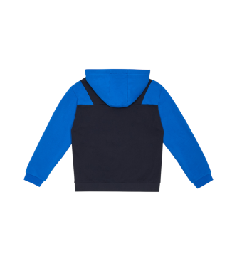 EA7 Felpa con cappuccio Athletic Color Block in misto cotone blu scuro