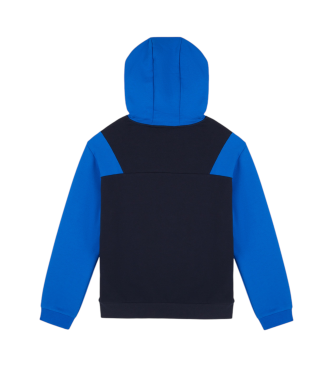 EA7 Felpa con cappuccio Athletic Color Block in misto cotone blu scuro