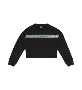 EA7 Sweat-shirt  col ras du cou Logo Series en coton mlang noir