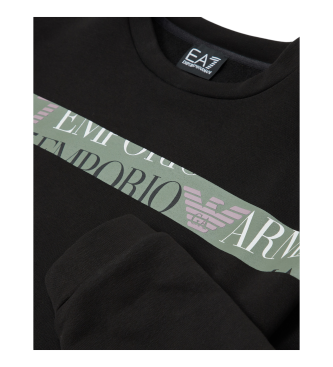 EA7 Sweat-shirt  col ras du cou Logo Series en coton mlang noir