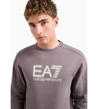 EA7 Sweatshirt com gola redonda Visibility em mistura de algodo cinzento