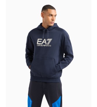 EA7 Felpa con cappuccio Visibility in misto cotone blu scuro