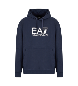 EA7 Felpa con cappuccio Visibility in misto cotone blu scuro