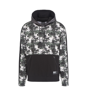 EA7 Sweat  capuche Visibility en coton noir