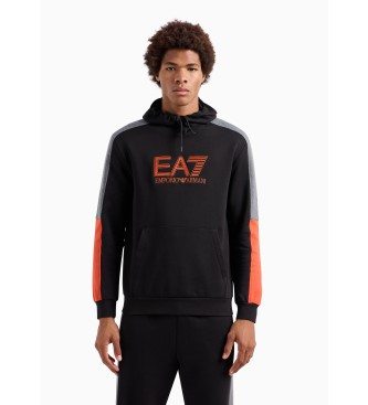 EA7 Sudadera Visibility de mezcla de algodn con capucha negro