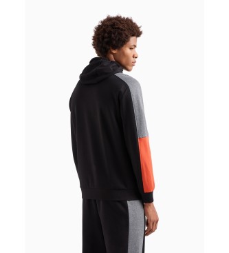 EA7 Visibility cotton-blend hooded sweatshirt black