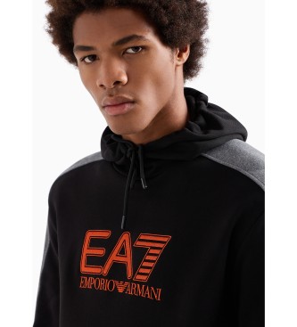 EA7 Sudadera Visibility de mezcla de algodn con capucha negro