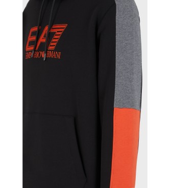 EA7 Sudadera Visibility de mezcla de algodn con capucha negro