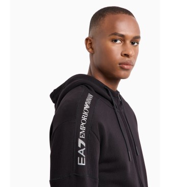 EA7 Logo Series Baumwoll-Sweatshirt mit Kapuze schwarz