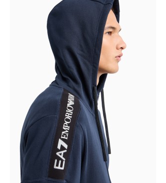 EA7 Katoenen sweater met capuchon en Logo Serie navy  