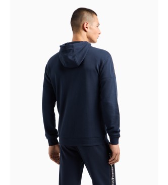 EA7 Cotton hooded sweatshirt with Logo Series navy hoodie  