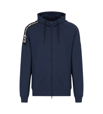 EA7 Cotton hooded sweatshirt with Logo Series navy hoodie  