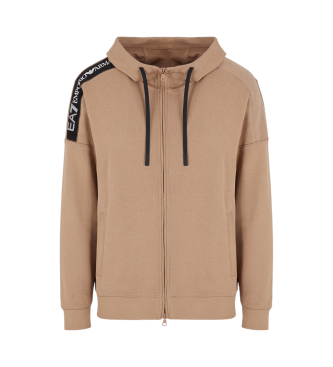 EA7 Kapuzensweatshirt aus Baumwolle Logo Series braun  