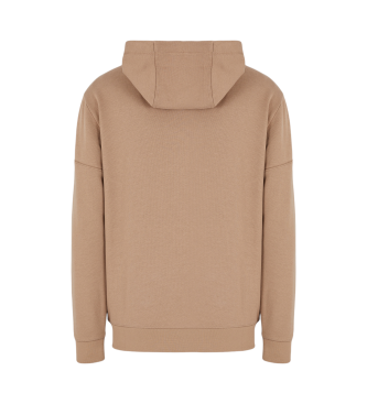 EA7 Sweat  capuche en coton Logo Series marron  