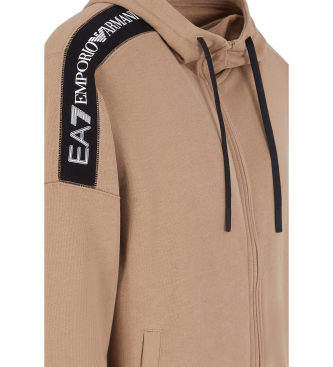 EA7 Kapuzensweatshirt aus Baumwolle Logo Series braun  