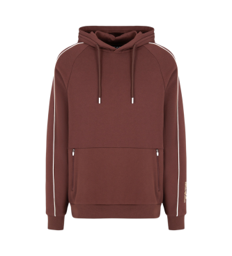 EA7 Sudadera de algodn con capucha Logo Series marrn