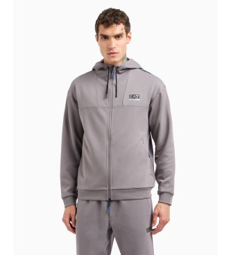 EA7 Dynamic Athlete sweatshirt med htte i teknisk stof Natural VENTUS7 gr