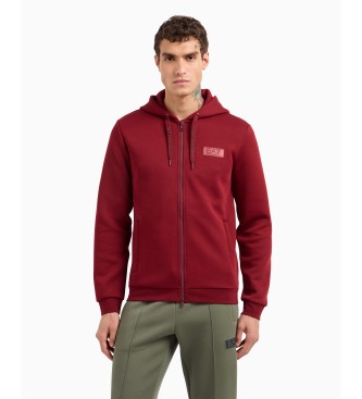 EA7 Sweat  capuche Tennis Club en coton mlang bordeaux