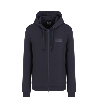 EA7 Felpa con cappuccio Tennis Club in misto cotone blu navy