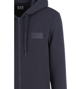 EA7 Felpa con cappuccio Tennis Club in misto cotone blu navy