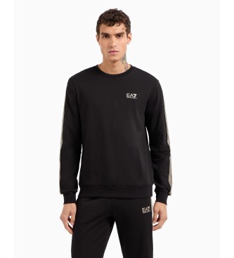 EA7 Bluza 7 Lines Crewneck Sweatshirt z mieszanki bawełny z recyklingu ASV czarna