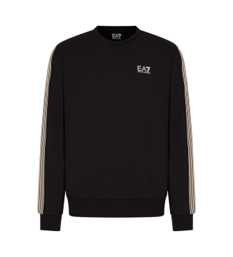 EA7 Bluza 7 Lines Crewneck Sweatshirt z mieszanki bawełny z recyklingu ASV czarna