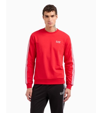 EA7 Sweatshirt mit Rundhalsausschnitt 7 Lines rot