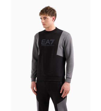 EA7 Sudadera de cuello redondo Athletic Colour Block negro