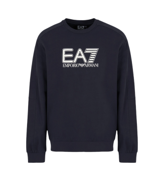 EA7 Visibility Sweatshirt mit Rundhalsausschnitt aus marineblauer Baumwolle