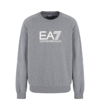 EA7 Visibility Sweatshirt mit Rundhalsausschnitt aus grauer Baumwolle