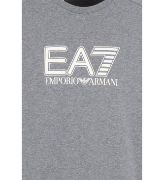 EA7 Visibility Sweatshirt mit Rundhalsausschnitt aus grauer Baumwolle