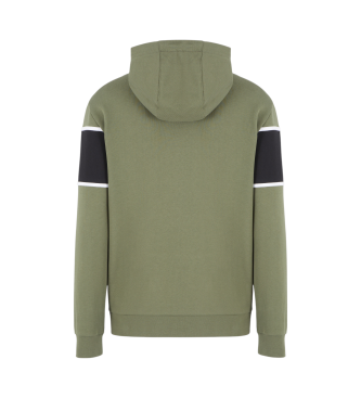 EA7 Athletic Colour Block hooded sweatshirt in organic cotton blend green