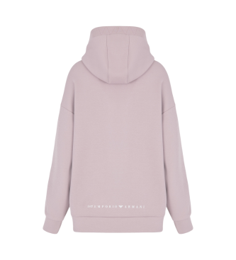 EA7 Hooded sweatshirt with pink logo stripe