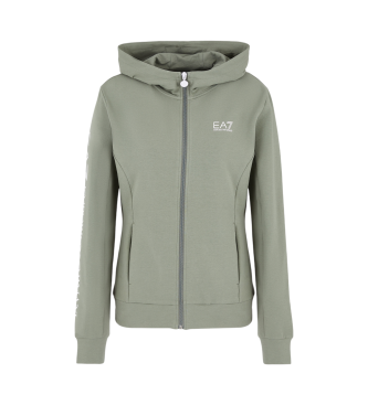 EA7 Shiny hooded sweatshirt in green stretch cotton