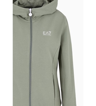 EA7 Shiny hooded sweatshirt in green stretch cotton