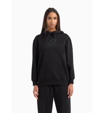 EA7 Sweat  capuche en coton mlang Visibility noir