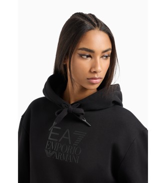 EA7 Sweat  capuche en coton mlang Visibility noir