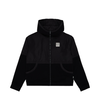 EA7 Sweat  capuche avec appliques en nylon noir