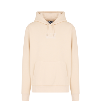 EA7 Core Identity hoodie i beige bomullsblandning