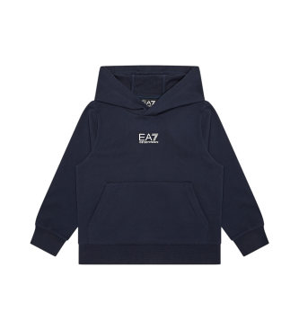 EA7 Felpa con cappuccio in cotone Core Identity blu navy