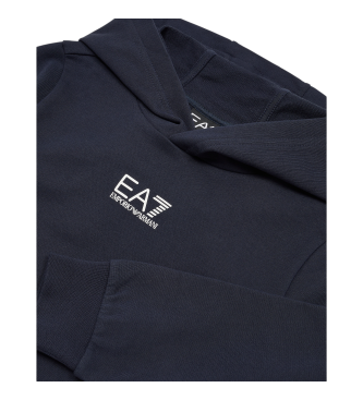 EA7 Core Identity sweatshirt med huva i marinbl bomull och huva