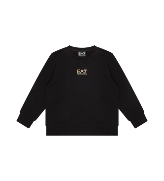 EA7 Felpa girocollo in cotone nero Core Identity