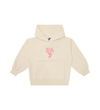 EA7 Sudadera de algodn elstico con capucha Visibility Girl beige