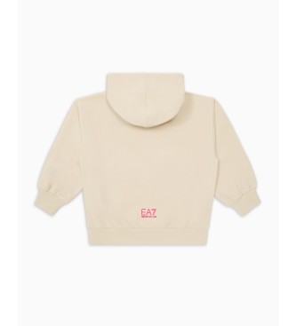 EA7 Sudadera de algodn elstico con capucha Visibility Girl beige