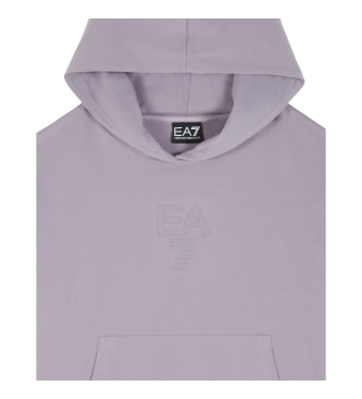 EA7 Stretch katoenen sweatshirt met capuchon Zichtbaarheid lila